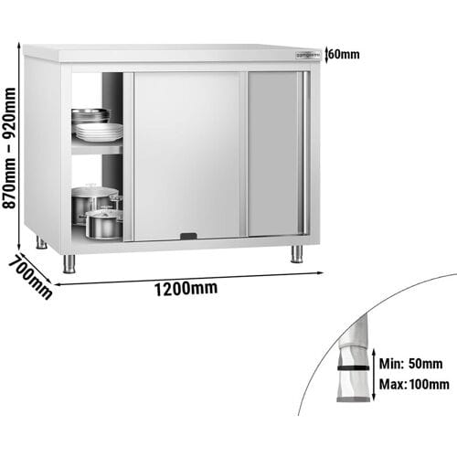 GGM Gastro Edelstahl Arbeitsschrank PREMIUM - 1200x700mm - mit Durchreiche