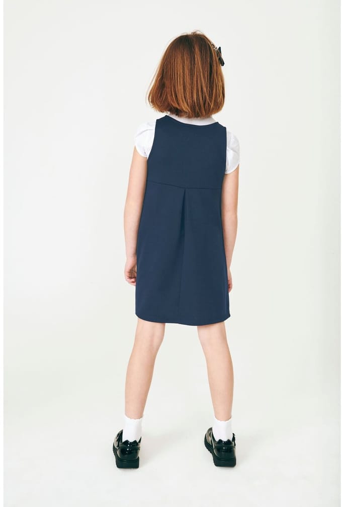Next - Meisjes - Jersey stretch schoolovergooier met strik - Blauw