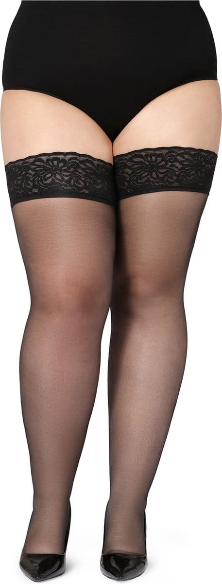 Bellivalini Dames Hold-Up Kousen - 20 Denier - licht glanzend - elastisch - Polyamide - BLV-GI-1126 - Zwart - 3XL