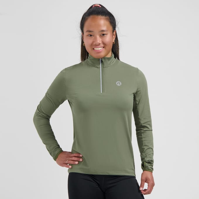 Rogelli Core Dames Hardloopshirt - Lange Mouw - Duimgat - Groen