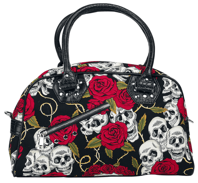 Banned - Gothic Handtas - Skulls And Roses - voor Vrouwen - zwart