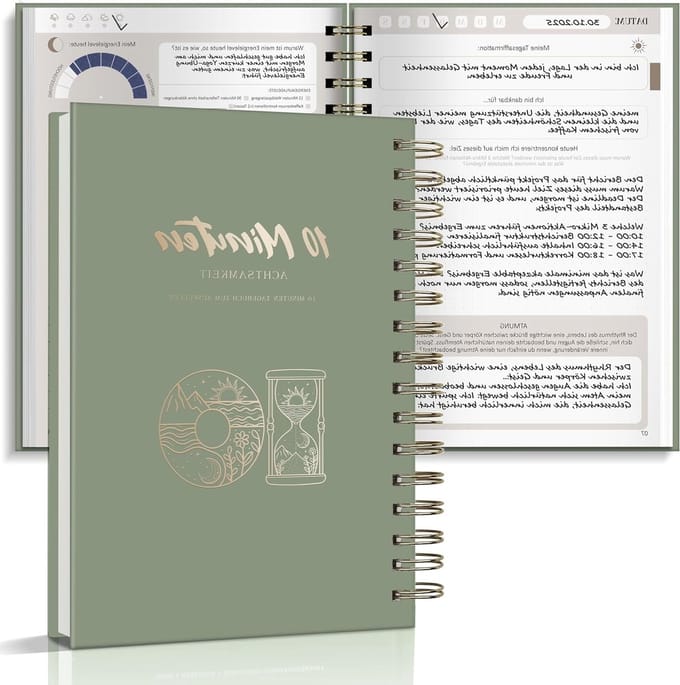 Persoonlijke Organizer - Dagboek Planner - Dagelijkse Structuur - 5 + 5 Minuten Indeling - 218 x 17 cm - Groen