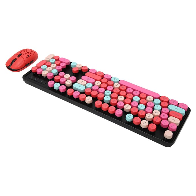 Ensemble clavier et souris sans fil 2,4 GHz, clavier rétro punk facile à utiliser avec 3 DPI