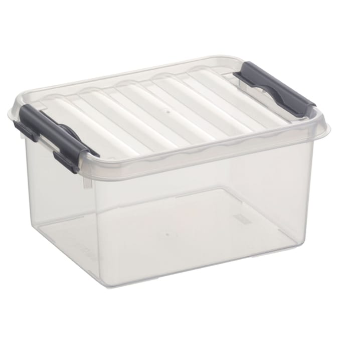Opbergdoos Sunware Q-line - deksel - sluitclips - L 200 x B 150 x H 100 mm - 2 l