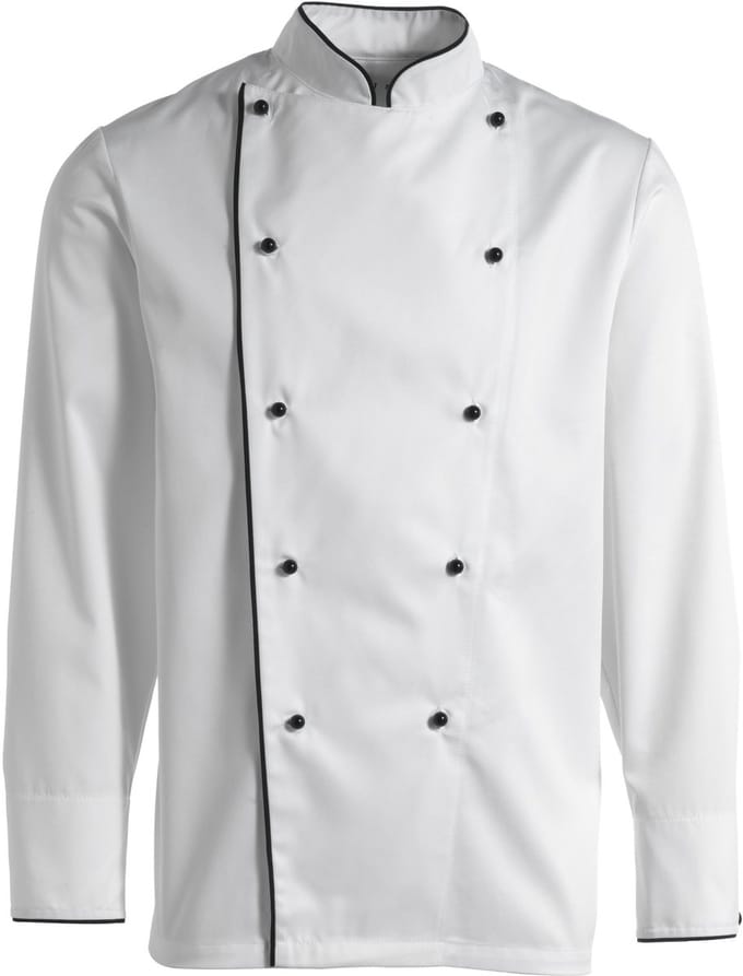 Kentaur Chef jacket w. piping 2341-101 - white w. black piping - S