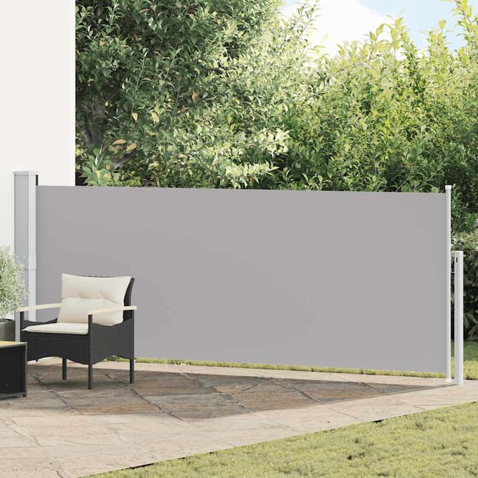 vidaXL - Tuinscherm - uittrekbaar - 140x514 - cm - grijs