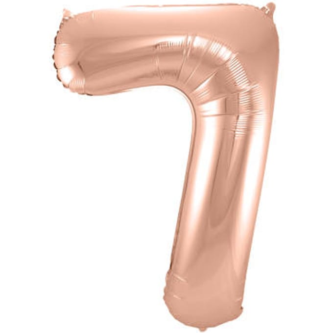 Rosé Goudkleurige Cijferballon cijfer 7 - 86cm