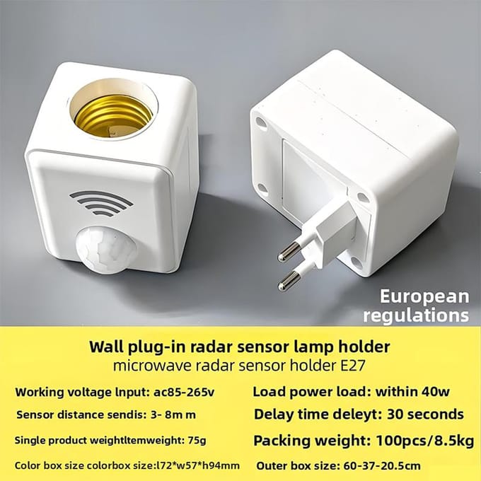 EU Stekker E27 LED Lampvoet met Bewegingssensor PIR Radar Inductie Gloeilamp Houder Socket Adapter Converter Verstelbaar