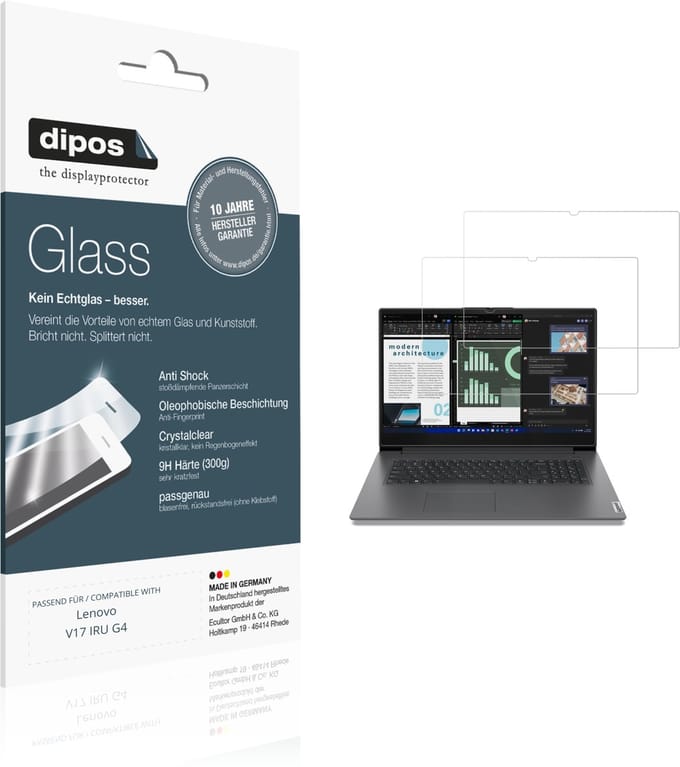 dipos – 2x Pantserfolie geschikt voor Lenovo V17 IRU G4 | 9H Screenprotector