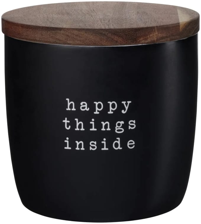 Asa Hey voorraaddoos met deksel D15cm H14.5cm 'happy things inside'