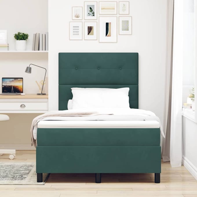 vidaXL - Boxspring - bed - met - hoofdeinde - Donkergroen - 120 - x - 200 - cm - Fluweel