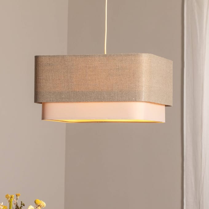 Maco Design Kwadro Duo hanglamp, crème/beige, 50x50cm, linnen