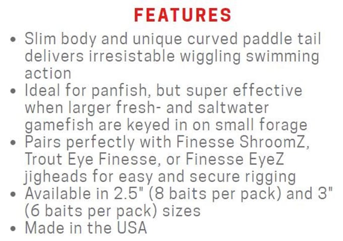 Zman Soft Lure Slim SwimZ 2,5 Inch 8/Pack Pro Geel Baars (4656)