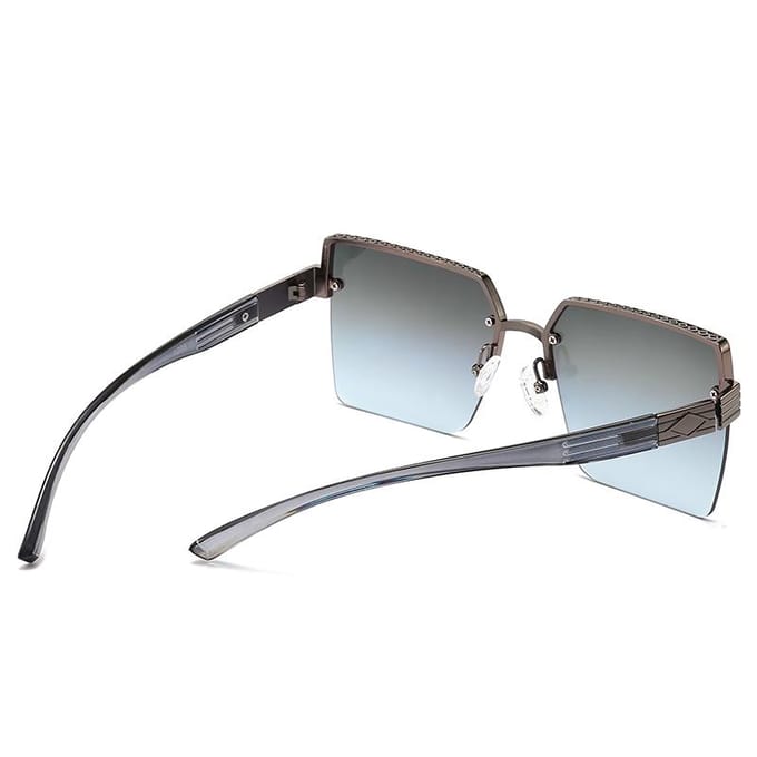 Nieuwe Zonnebril Modieuze Grote Doos Bril Modeshow Halve Frame Zonnebril 1205 zwart
