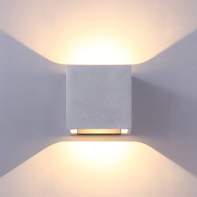 Lucande Beton grijze LED buiten wandlamp Riak