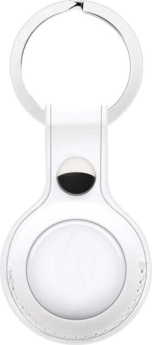 Sleutelhanger geschikt voor Apple AirTag - Premium Leer AirTag hanger - Wit