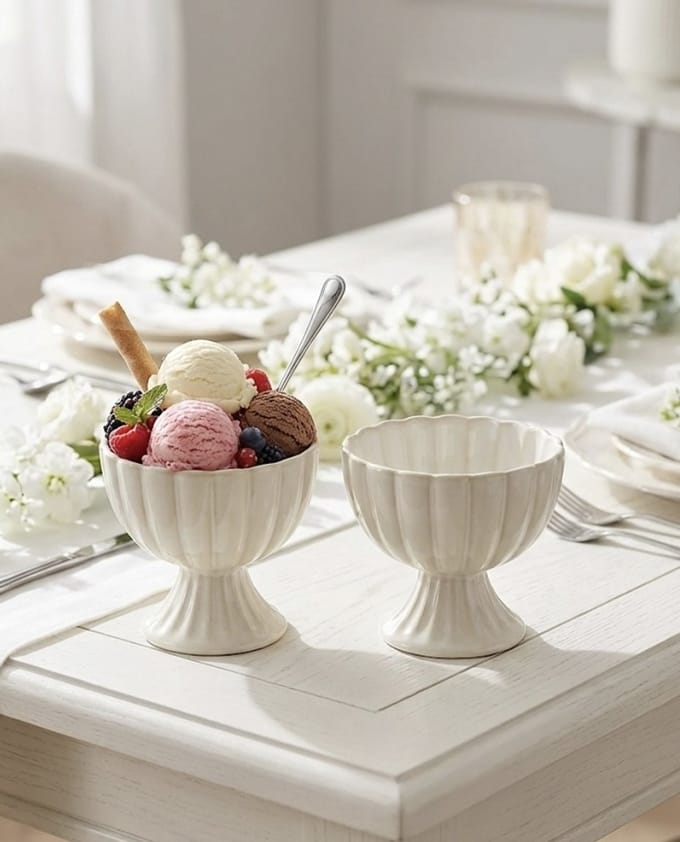 Almina bloomy 2 x ijsschaal - ijscoupe - dessert schaal - dessertcoupe