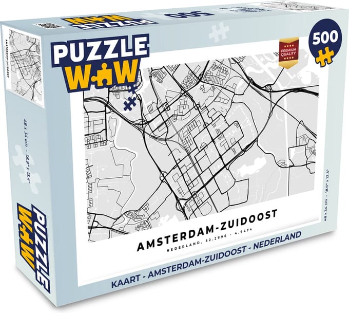 Puzzel Kaart - Amsterdam-Zuidoost - Nederland - Legpuzzel - Puzzel 500 stukjes