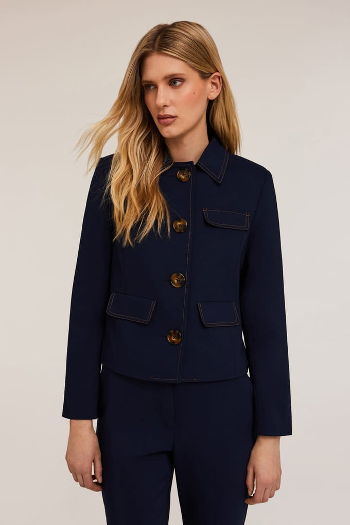 Motivi Cotton Jacket With Oversized Buttons Blue Größe: 32 | Blazer Outlet | Damen | Blau