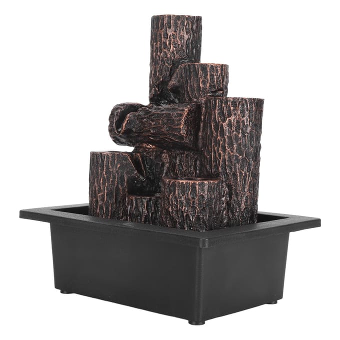 Tafelbladfontein Hars Desktop Gelaagde Waterfontein LED Licht Ontspanning Binnen Waterval US Plu black