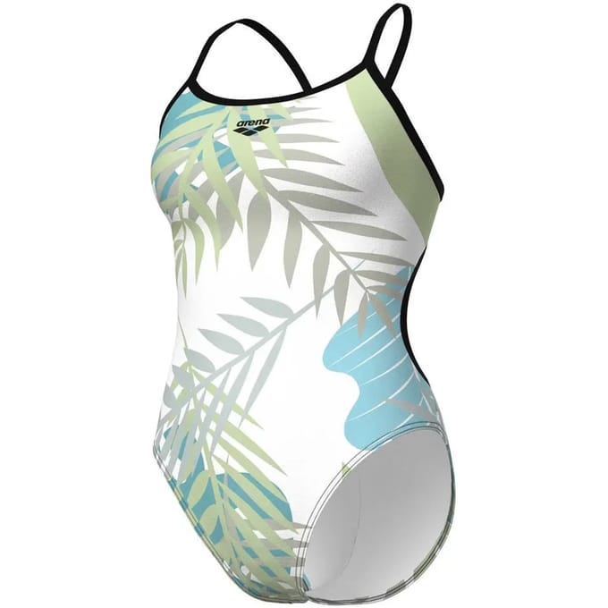 Arena W Light Floral Swimsuit Lace Back black-white Multi