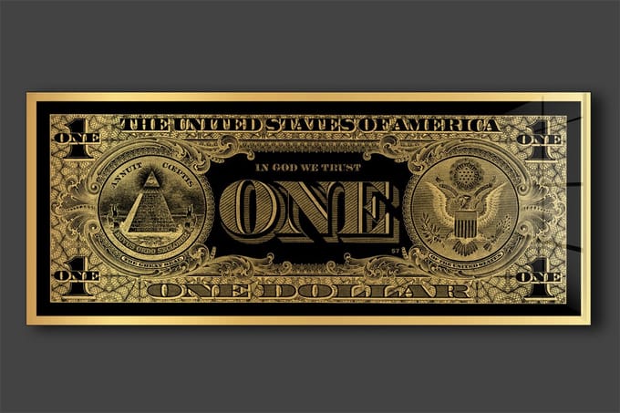 Dollar One schilderij op plexiglas 120x50cm