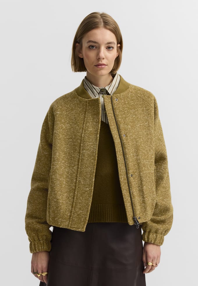 Bugatti Damen Bomberjack met tweedlook en collegekraag