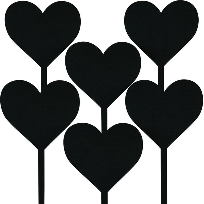 Houten hartvormige bloemenstekers, decoratieve hartstekers, 9 cm, set