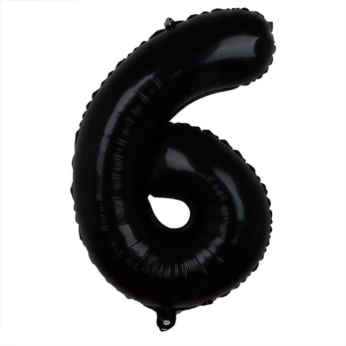 Folieballon / Cijferballon Zwart XL - getal 6 - 82cm