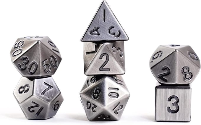 Metalen Polyhedrale Dobbelstenen Set 7 Stuks Zware Kwaliteit