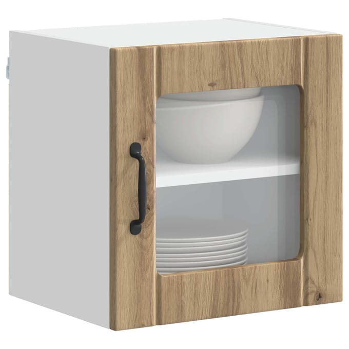 vidaXL - Wandglas - Kasten - LUCCA - 2 - st - Artisanaal - eiken - 40 - x - 31 - x - 40 - cm