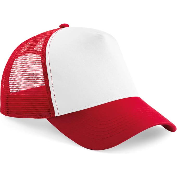 Beechfield Kinderpet in mesh, verstelbaar aan de achterkant. B640B - Classic Red / White - One size