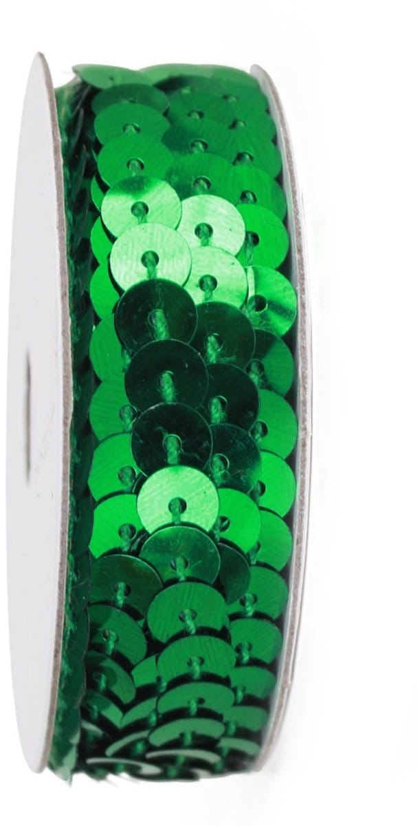 Paillettenband op rol metallic groen 2,75m