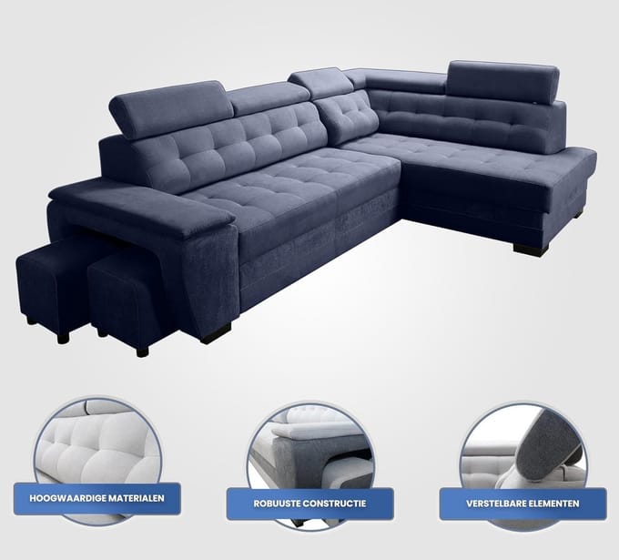 Luxe Uitschuifbare Slaapbank – Antraciet – Industrohome