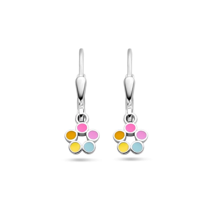 Zilver Gerhodineerd Oorhangers Bloem Brisur Haak 1337862