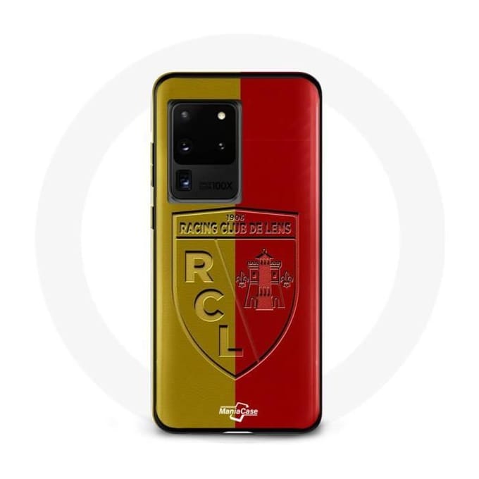 Samsung Galaxy S20 Ultra hoesje rcl lens Logo gele en rode achtergrond