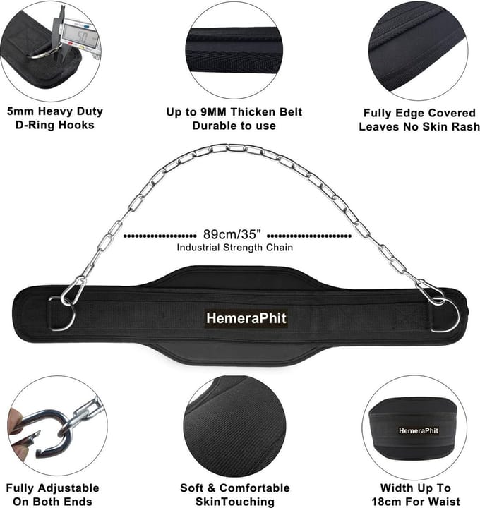 Pull Up rugondersteuning verzwaarde riem met ketting voor power training - vrouwen en mannen dip belt