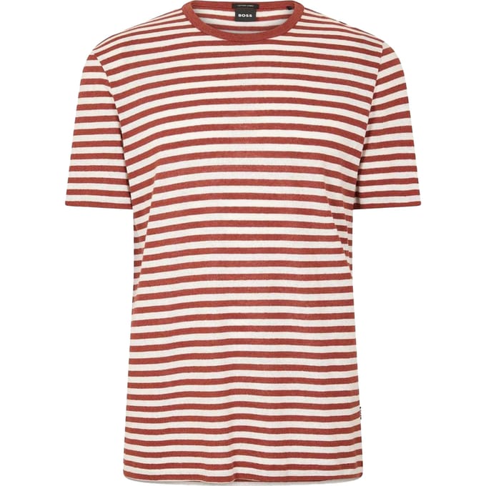 Boss T-shirt met strepen voor heren van Tiburt (Bruin)