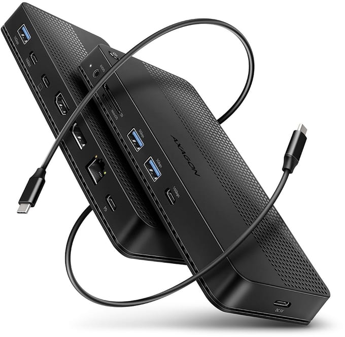 AXAGON Dual 4K Display 12-in-1 USB4 40 Gbps HUB USB hub - 12 - Zwart