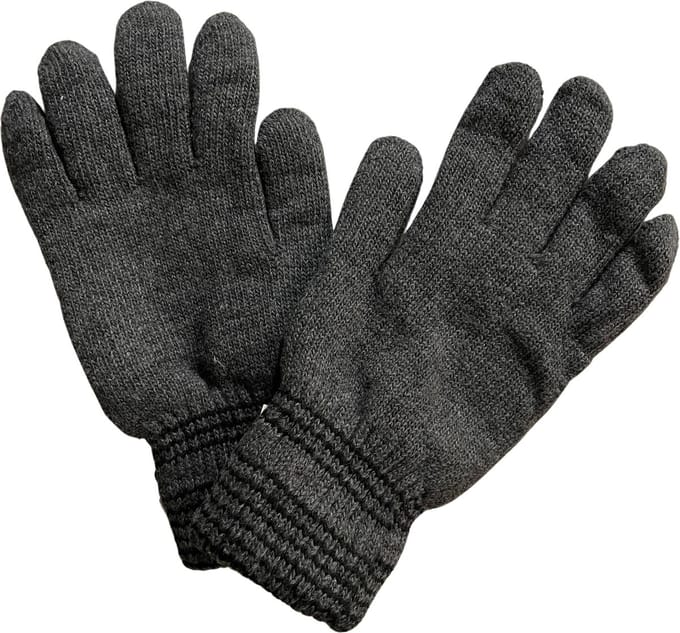 Warme Winter Handschoenen | Hoogwaardige Kwaliteit | One Size / Unisex | Gestreept | Donker Grijs
