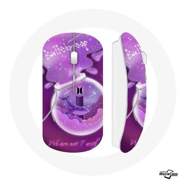 Souris Sans Fil - BTS - Bulletproof - Couleur Violet - Clé USB Wifi - Compatible Mac et PC