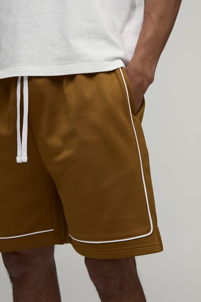 Regular Fit Tricot Short Met Biesdetail | Mustard | Size Medium