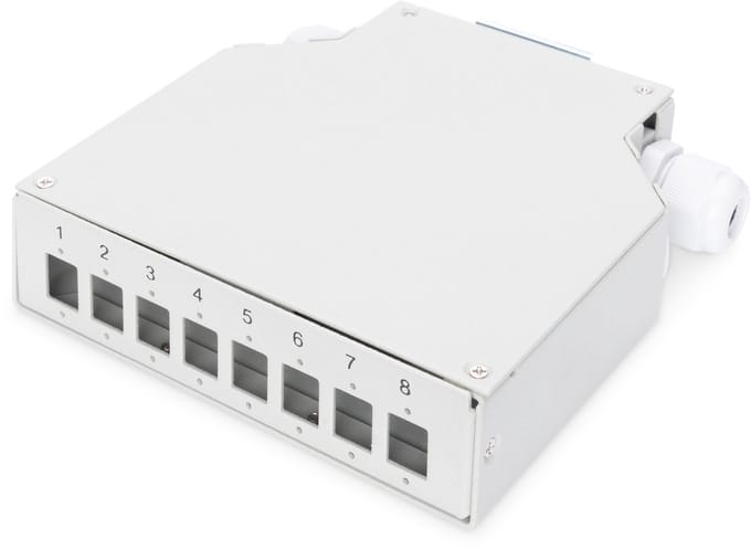 DIGITUS DN-96891 Din Rail Splice Box for 8 LC/DX couplers Color grey