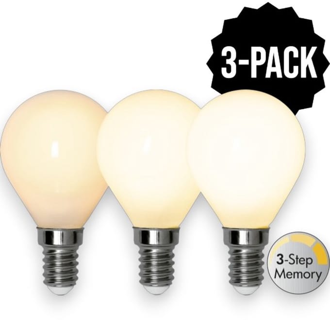 3-Pack | 3 standen - Kogellamp - E14 - 4W - Extra Warm Wit - 2700K - Opaal