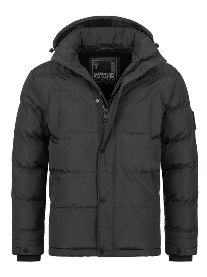 Alessandro Salvarini heren winterjas AS-326 met teddyvoering en afneembare capuchon