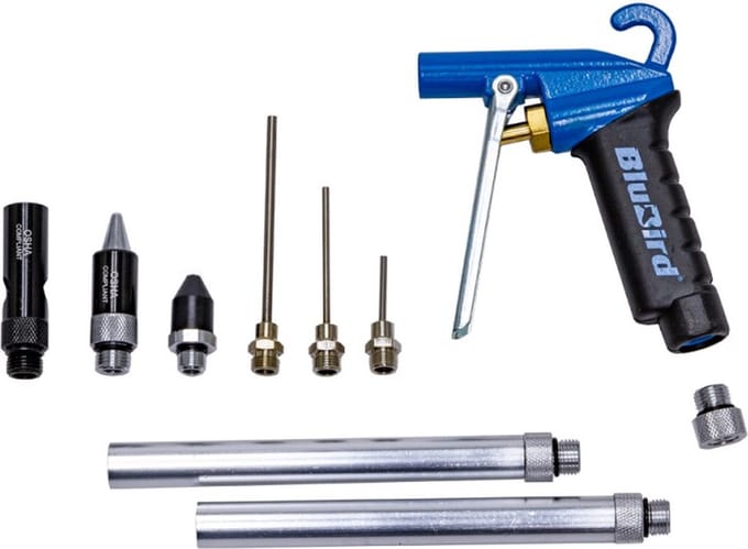 blaaspistool set - luchtspuit - 10 delig - afblaas pistool kunststof - blubird