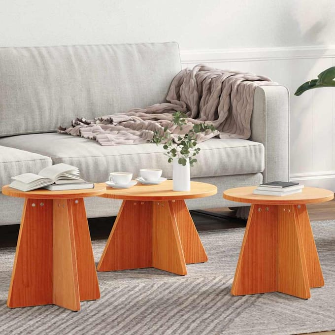vidaXL - Salontafel - 3 - st - Wasbruin - 49 - x - 49 - x - 30 - cm