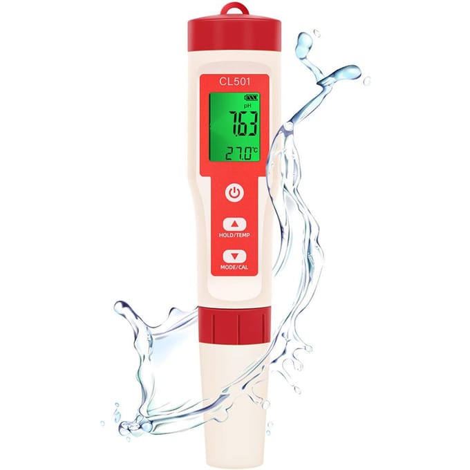5in1 Waterkwaliteitstestpen Chloor PH ORP H2 Temperatuur Testmeter Multifunctioneel Maricultuur veelkleurig