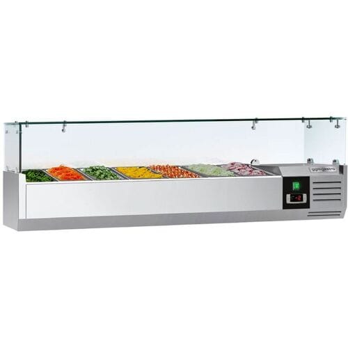 GGM Gastro Opzetkoelvitrine PREMIUM - 1500x335mm - 7x GN 1/4 zilver