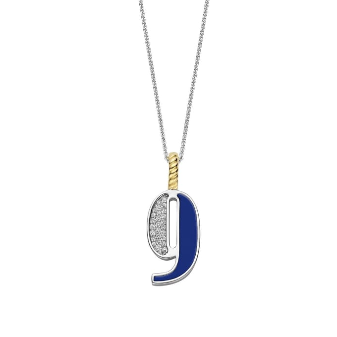 TI SENTO Dames Hanger - 925 zilver - Cijfer 9 - Blauw - 6841LB_9